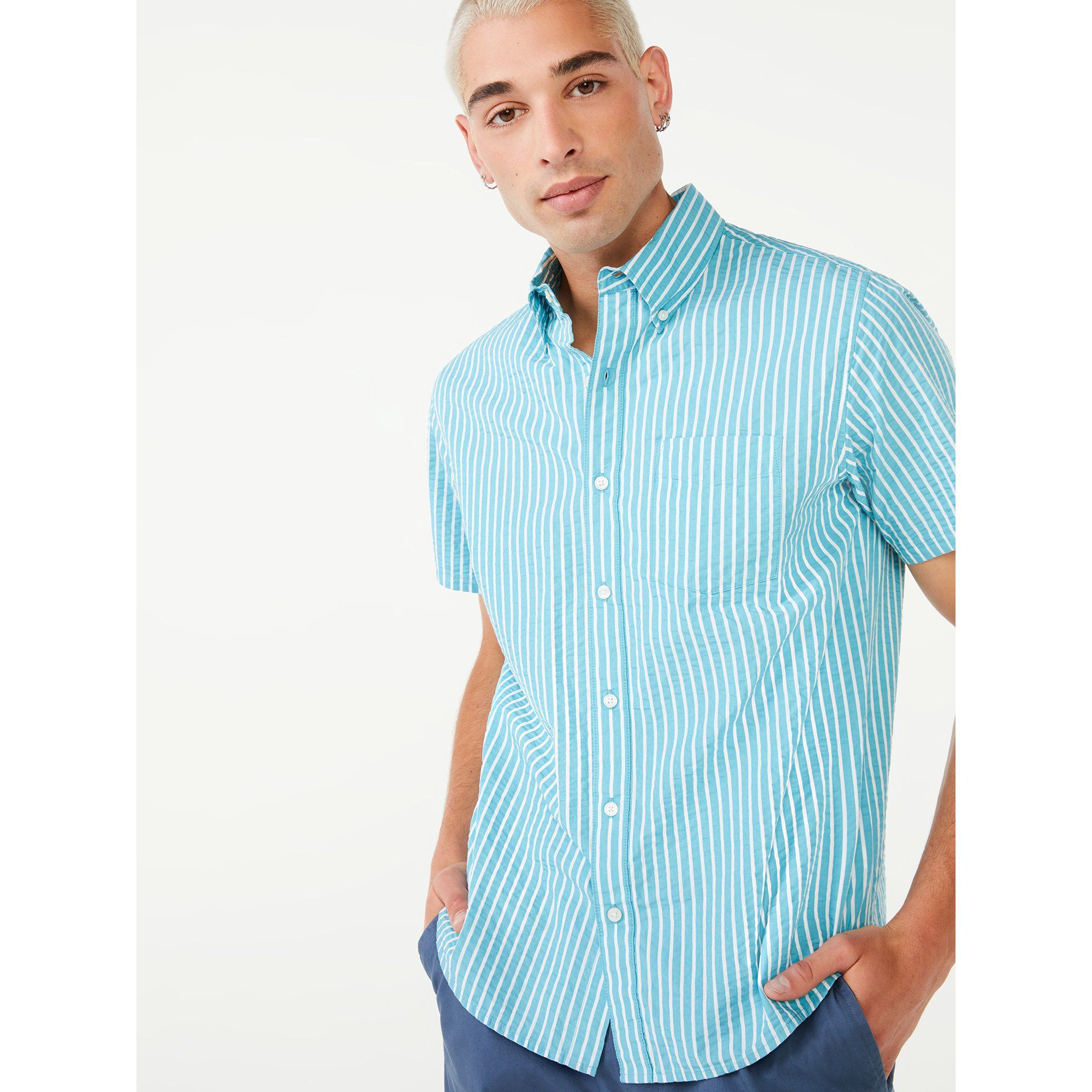 Free Assembly Men's Everyday Button-Down Shirt with Short Sleeves | Walmart (US)
