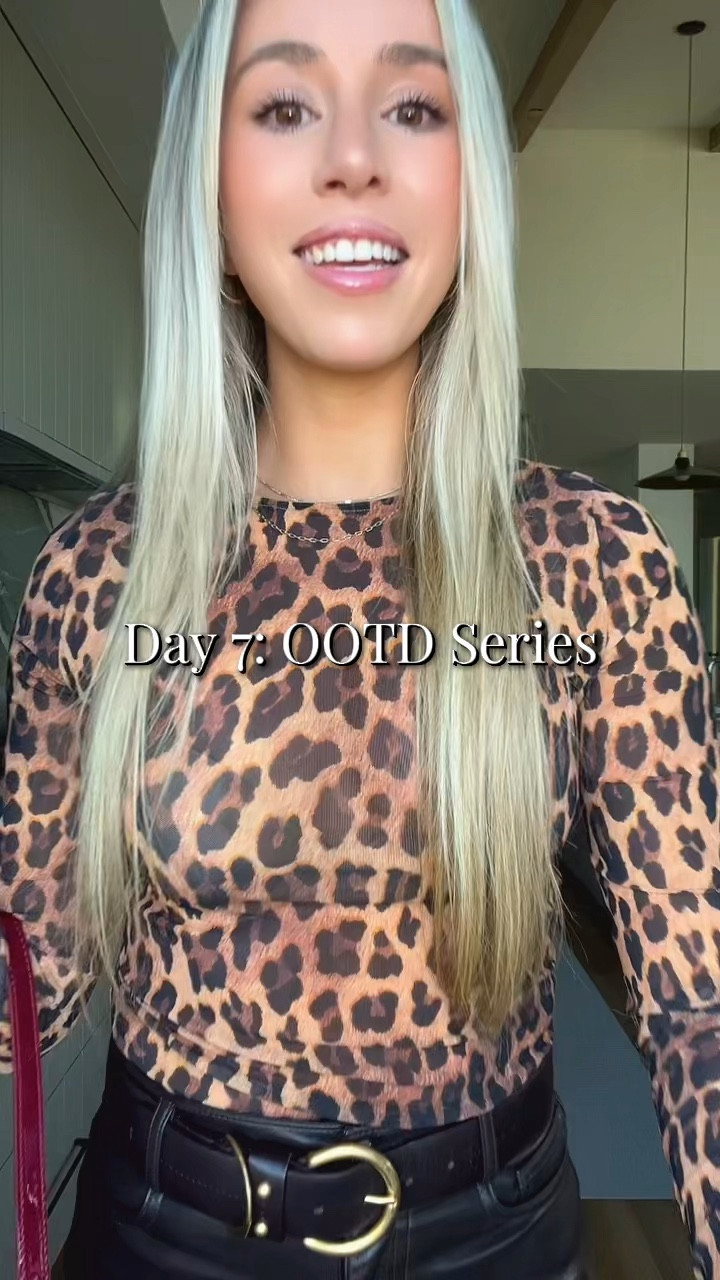 Leopard, leather, and a touch of red — name a better fall combo. 🐆🤎 This look is one of my favorites lately: my leopard mesh Alice & Olivia top paired with brown vegan leather Abercrombie pants and gold accents throughout. Finished it off with a red JW Pei purse for a subtle pop of color!
•
•
•
talk through outfit
leopard outfit inspo
leopard print top Alice & Olivia
Abercrombie brown leather pants
JW Pei red purse styling
Jeffrey Campbell heels outfit
fall fashion outfit ideas
neutral tones with red accents
chic fall outfit 2025
Ray-Ban aviator sunglasses
gold jewelry styling
Swavarski tennis bracelet
Gorjana pearl bracelet
Gorjana chain mini bracelet
TikTok shop earrings
fall style aesthetic
leopard print outfit styling
brown and red outfit combo
elevated fall outfit ideas
fashion-forward fall look
fall outfit details
LTK fall fashion edit
autumn outfit talkthrough
modern fall outfit style
Charlotte fall fashion inspo

#LTKFindsUnder100 #LTKStyleTip #LTKItBag