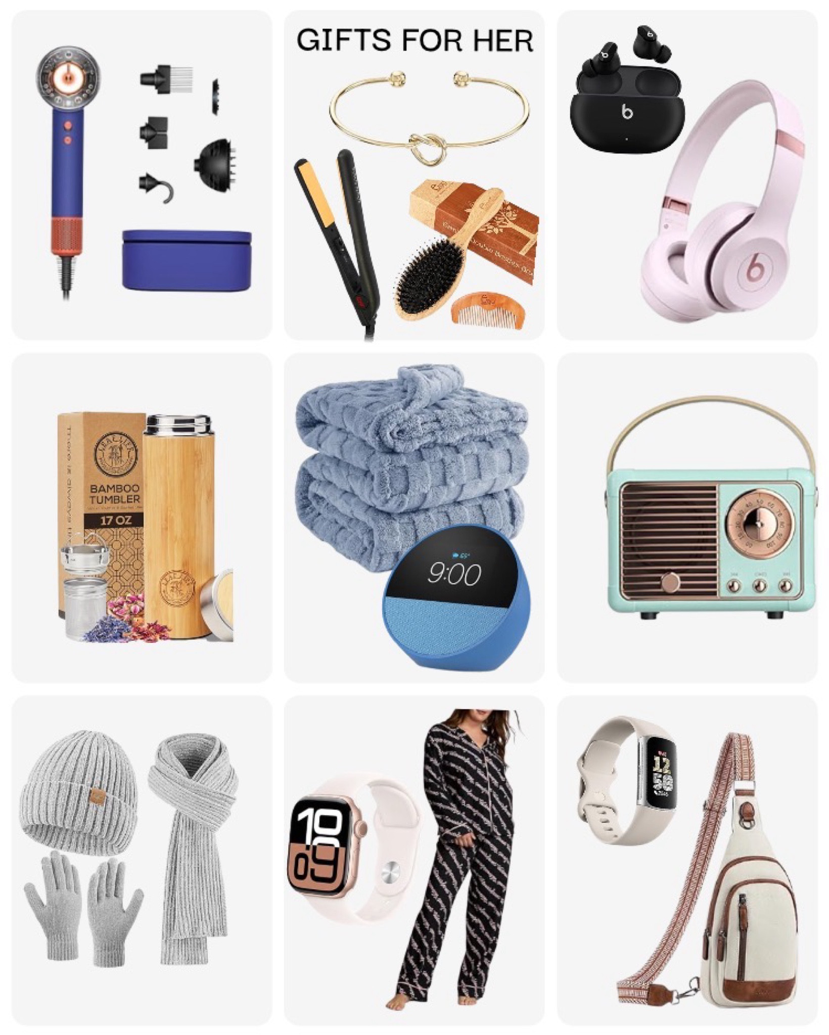 Gifts For Her 💝 #giftsforher #giftguide hair dryer, flat iron, beats earbuds, headphones, cozy fleece blanket, tea infuser, glass travel bottle, hat gloves & scarf set, Victoria Secret pajamas, Victoria Secret Underwear, bracelets, potable Bluetooth radio...#LTKCyberWeek

#LTKGiftGuide #LTKHoliday