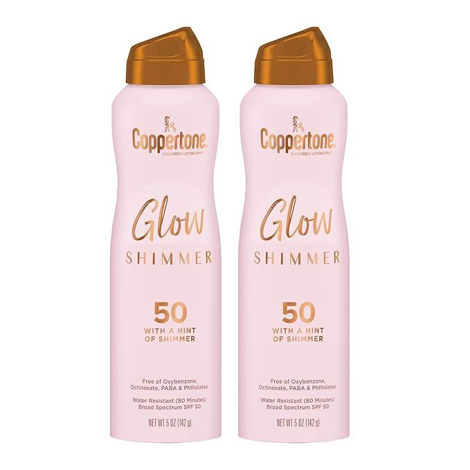 Coppertone Glow with Shimmer Sunscreen Spray SPF 50, Water Resistant Spray Sunscreen, Broad Spect... | Amazon (US)