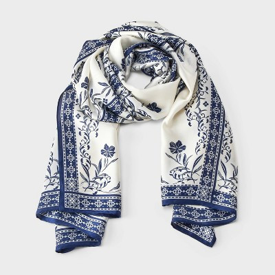Shiny Oblong Scarf Window Pane Floral Print - A New Day™ Blue | Target