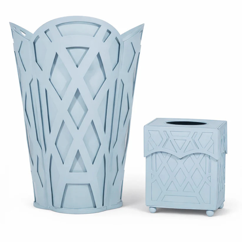Slate Blue Chippendale Wastepaper Basket & Tissue (3 Options) | The Enchanted Home
