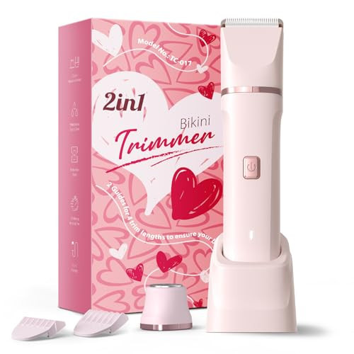 Bikini Trimmer for Women - Painless Electric Razors for Silk Skin,Cordless Body Shaver for Trip,Replaceable Lady Facial Razor, IPX7 Waterproof&Easy Cleaning, Ceramic Blade, USB Charge Dock Pink | Amazon (US)