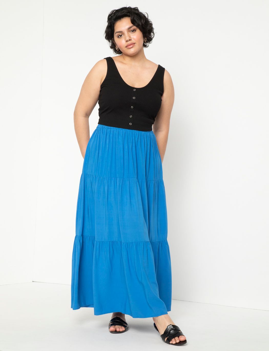 Tiered Maxi Skirt | Women's Plus Size Skirts | ELOQUII | Eloquii