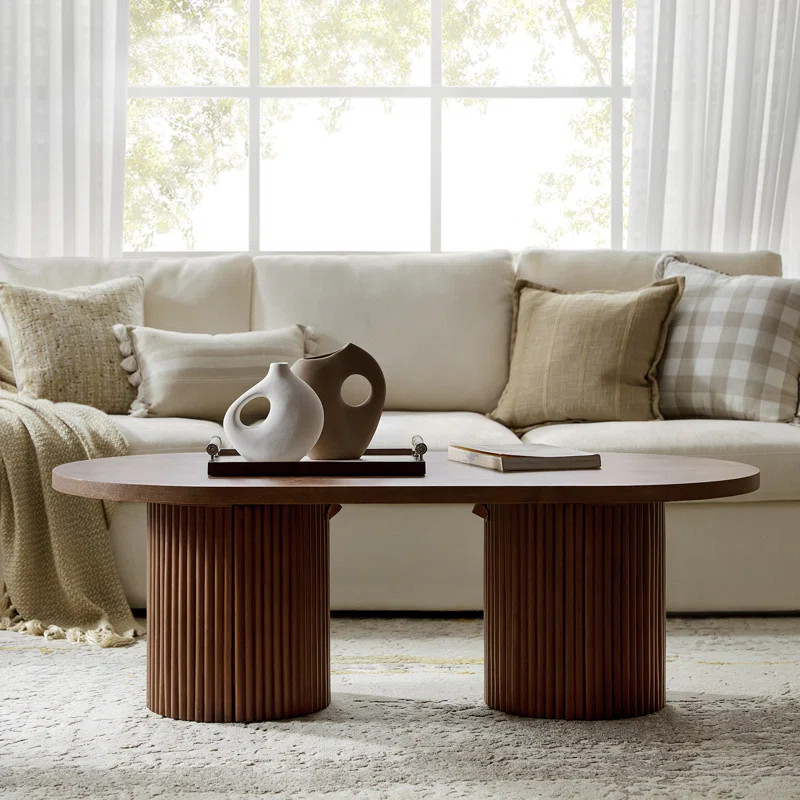 Merriman 53"W Modern Tall Coffee Table With Fluted Solid Wood Legs | Wayfair North America