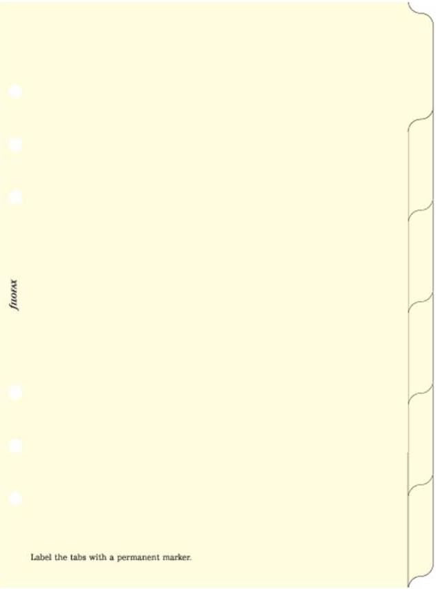 Filofax A5 6 Blank Index Cream (B341680) | Amazon (US)