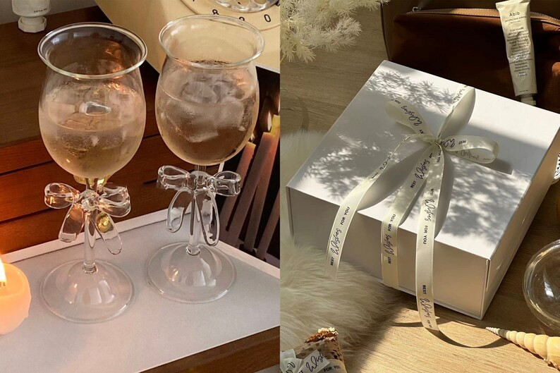 Bow Glass Champagne Glasses, Handmade Glass Goblets, Wedding Gifts, Toasting Champagne Glasses, H... | Etsy (US)