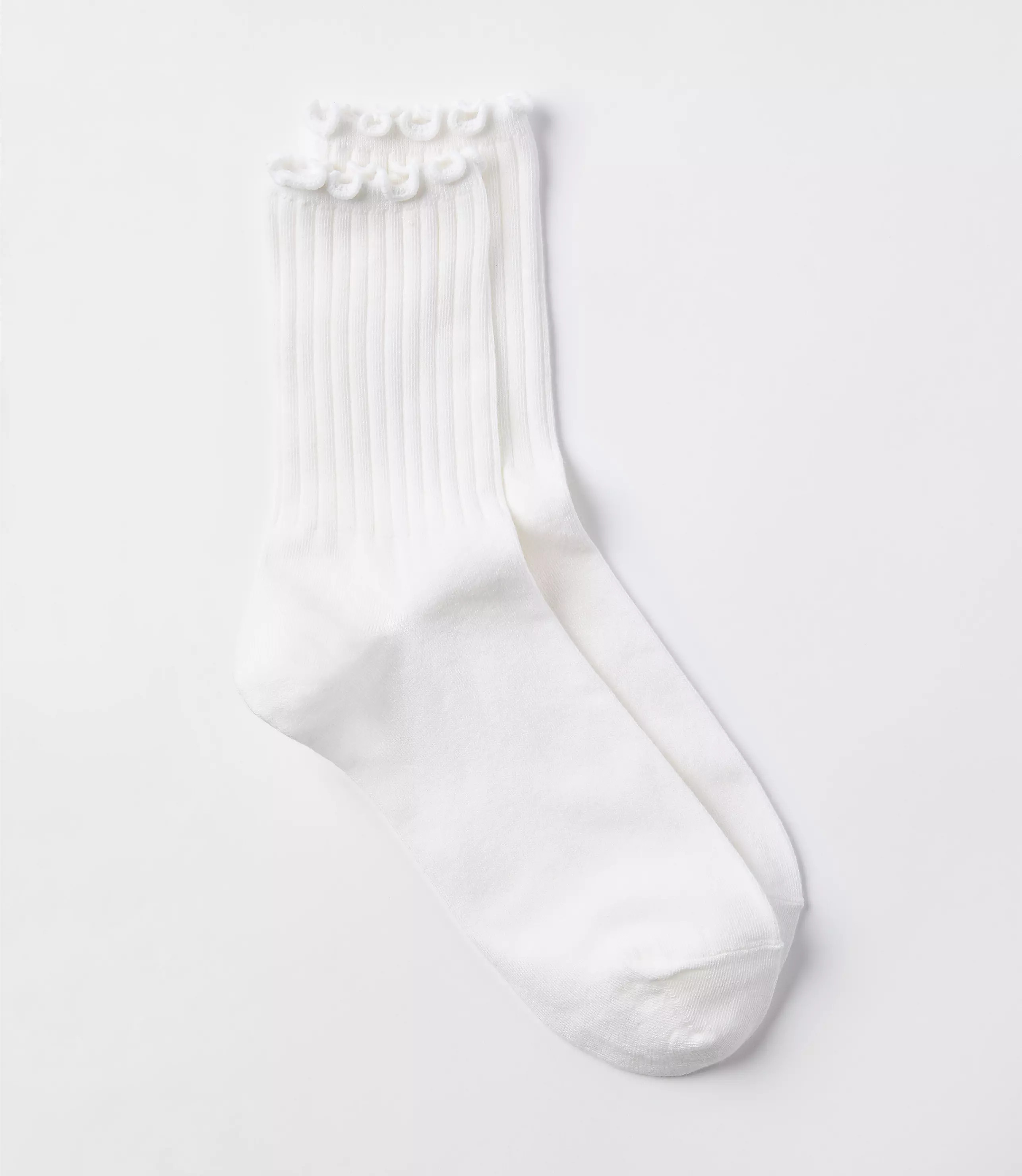 Ruffle Ribbed Crew Socks | LOFT