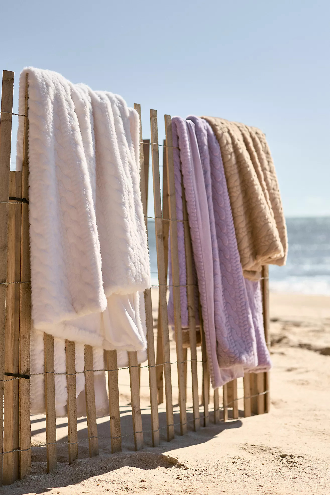 Faux Fur Cable-Knit Sweater Throw Blanket | Anthropologie (US)