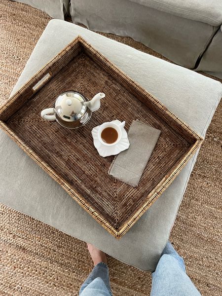 Our family room rug. Also found this rattan tray on Amazon. 

#LTKhome