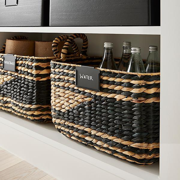 Black & Natural Water Hyacinth Storage Bins | The Container Store
