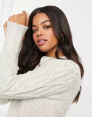 French Connection cable knit high neck jumper in cream | ASOS (Global)