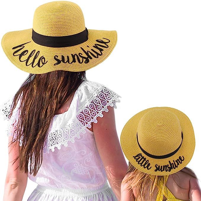 C.C Womens Mommy and Me Girls Sayings Summer Beach Pool Floppy Dress Sun Hat | Amazon (US)