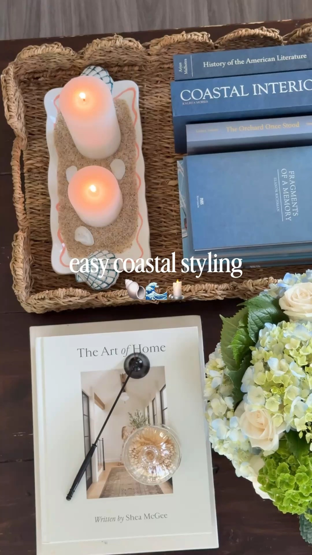3 easy tips to add a touch of coastal to your centerpiece or coffee table 🐚

1. fresh or faux florals (I use fresh) — they always make a beautiful statement and bring in a bit of color 
2. books — a few neutral options that can transition you every season and I love these faux blue books that can be used as storage (remote, matches, candle sniffer)
3. outside elements like sand and seashells — I also love this shell platter

#LTKHome #LTKSeasonal