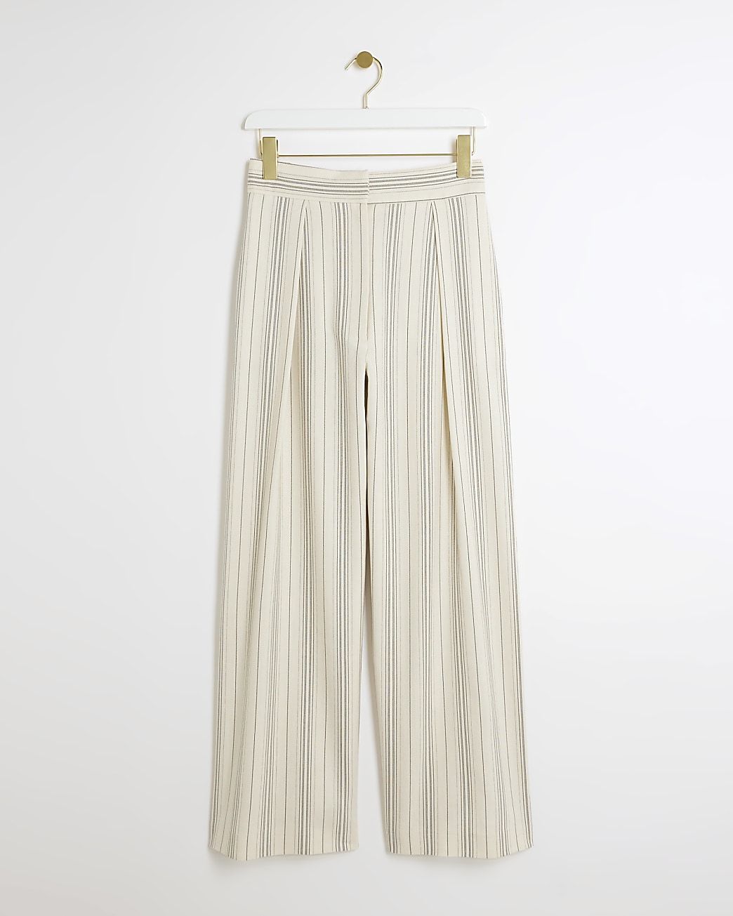 Cream stripe print wide leg trousers | River Island (UK & IE)
