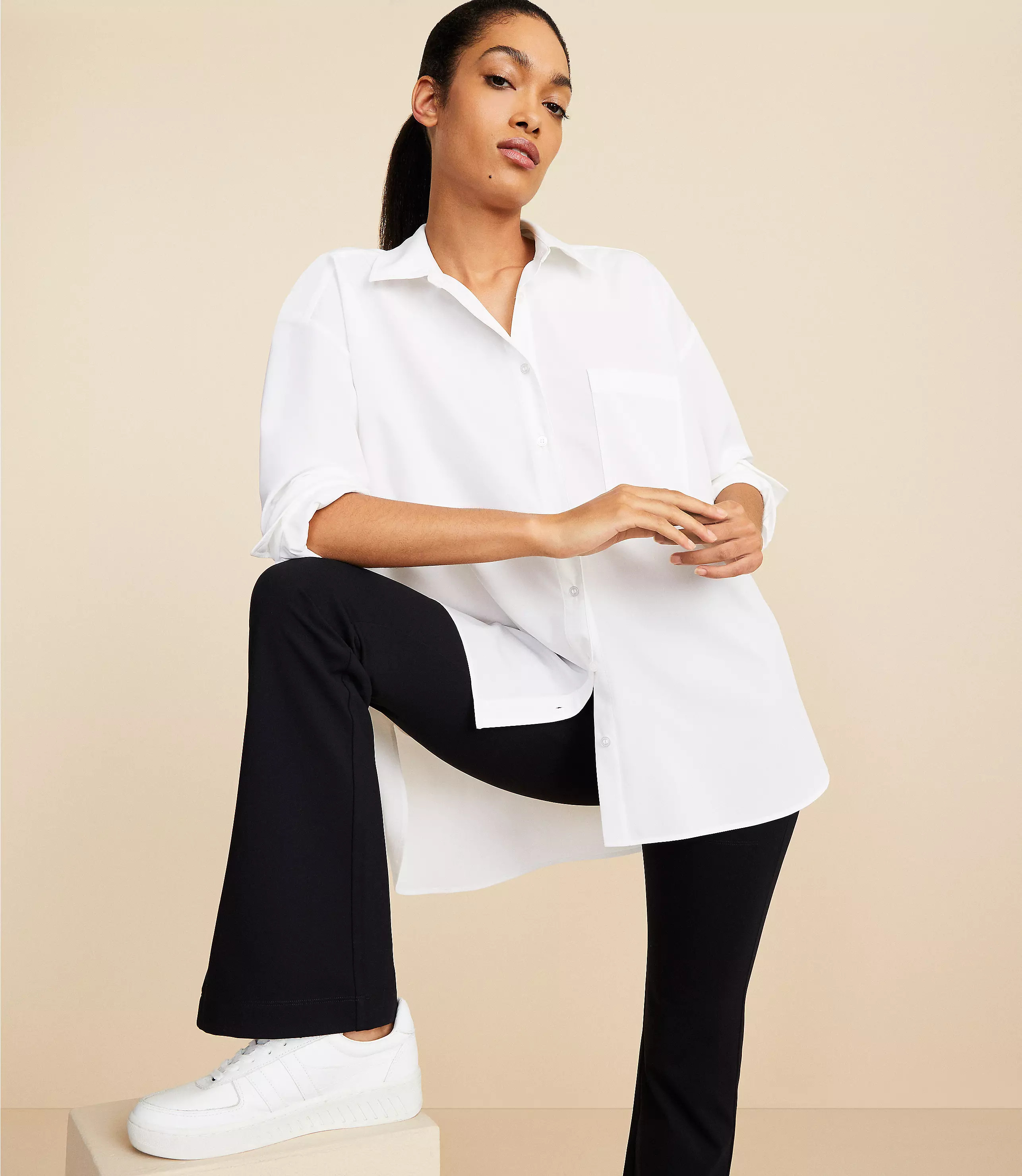 Lou & Grey Oversized Wanderweave Pocket Tunic Shirt | LOFT