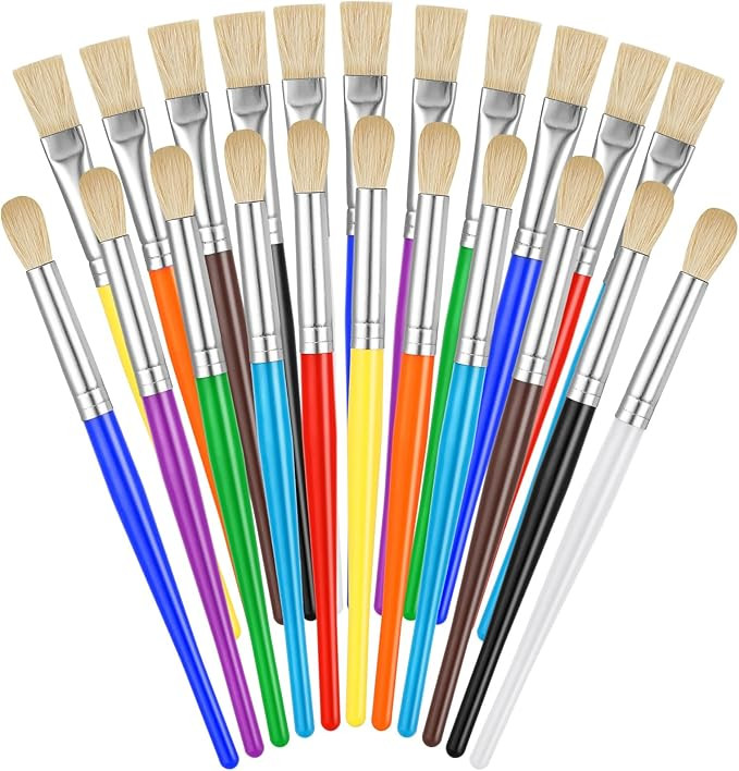 YGAOHF Paintbrushes Kids, 22 Pcs Round & Flat Toddler Kids Paint Brushes, Chubby Paint Brushes fo... | Amazon (US)