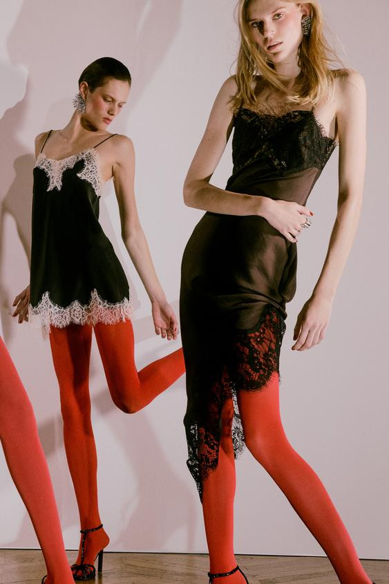 ZW COLLECTION ASYMMETRIC LACE SATIN DRESS | Zara UK