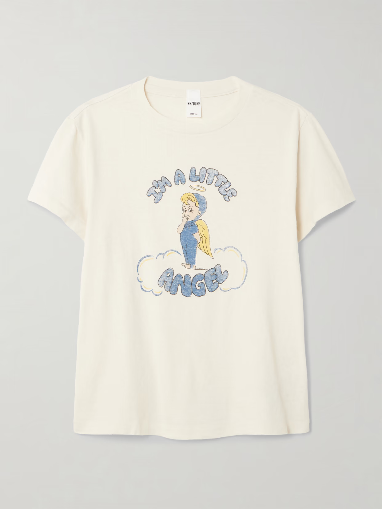 RE/DONE - Classic Printed Cotton-jersey T-shirt - White | NET-A-PORTER (US)