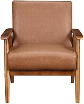 Pulaski DS-D030003-329 Wood Frame Faux Leather Accent Chair, 25.38" x 28.0" x 30.5", Cognac Brown | Amazon (US)