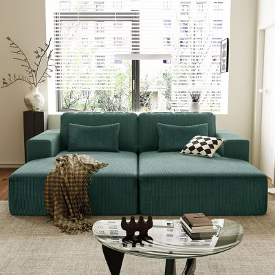 Upholstered Sofa Double Sofa Bed Loveseat Couch 2-Seater Sofa with 2 Pillows, Green-ModernLuxe | Target