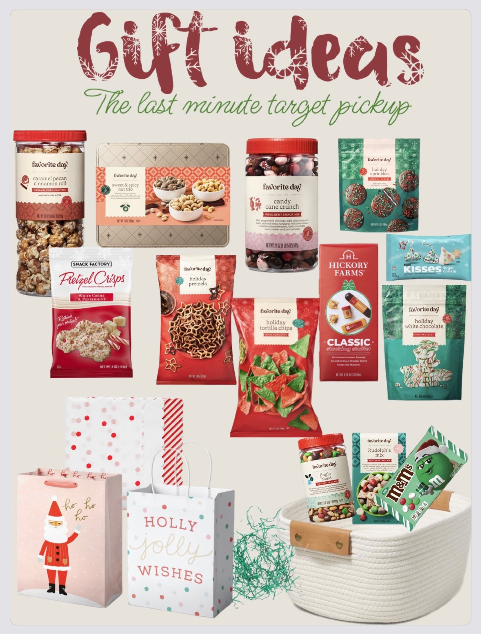 Gift ideas for the procrastinators, the busy moms,  the shit that was today … and just need to do that LAST MINUTE Target pickup order throw it together on the way- 🎯 🛒 🚗 

🎁🎄This one’s for us 🙋🏼‍♀️ 

Fool proof - sure to please babyyyy 🎅🏻 
Snacks gifts + target last minute teacher gifts + hostess gifts + school party gift ideas + Friendsgiving snack gifts 

#LTKGiftGuide #LTKHoliday