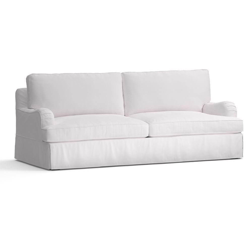 PB English Arm Slipcovered Grand Sofa 89", Box Edge Polyester Wrapped Cushions, Twill White | Pottery Barn (US)