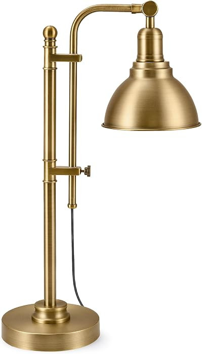VONLUCE Rustic Desk Lamp Brass Adjustable, Industrial Style Metal Task Lamps 25"-29", Vintage Work Light, Farmhouse Reading Lamp in Brushed Brass Finish, ETL Certificate | Amazon (US)