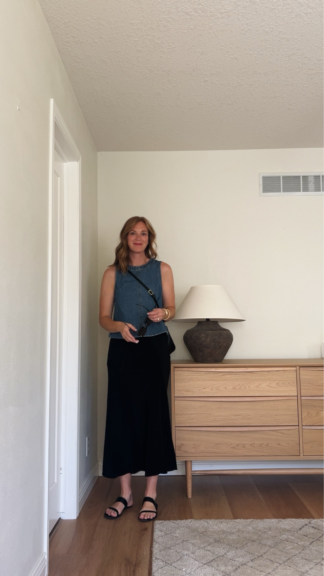 Elevated Casual Outfit | Denim Top with Silk Skirt

#LTKStyleTip #LTKxMadewell