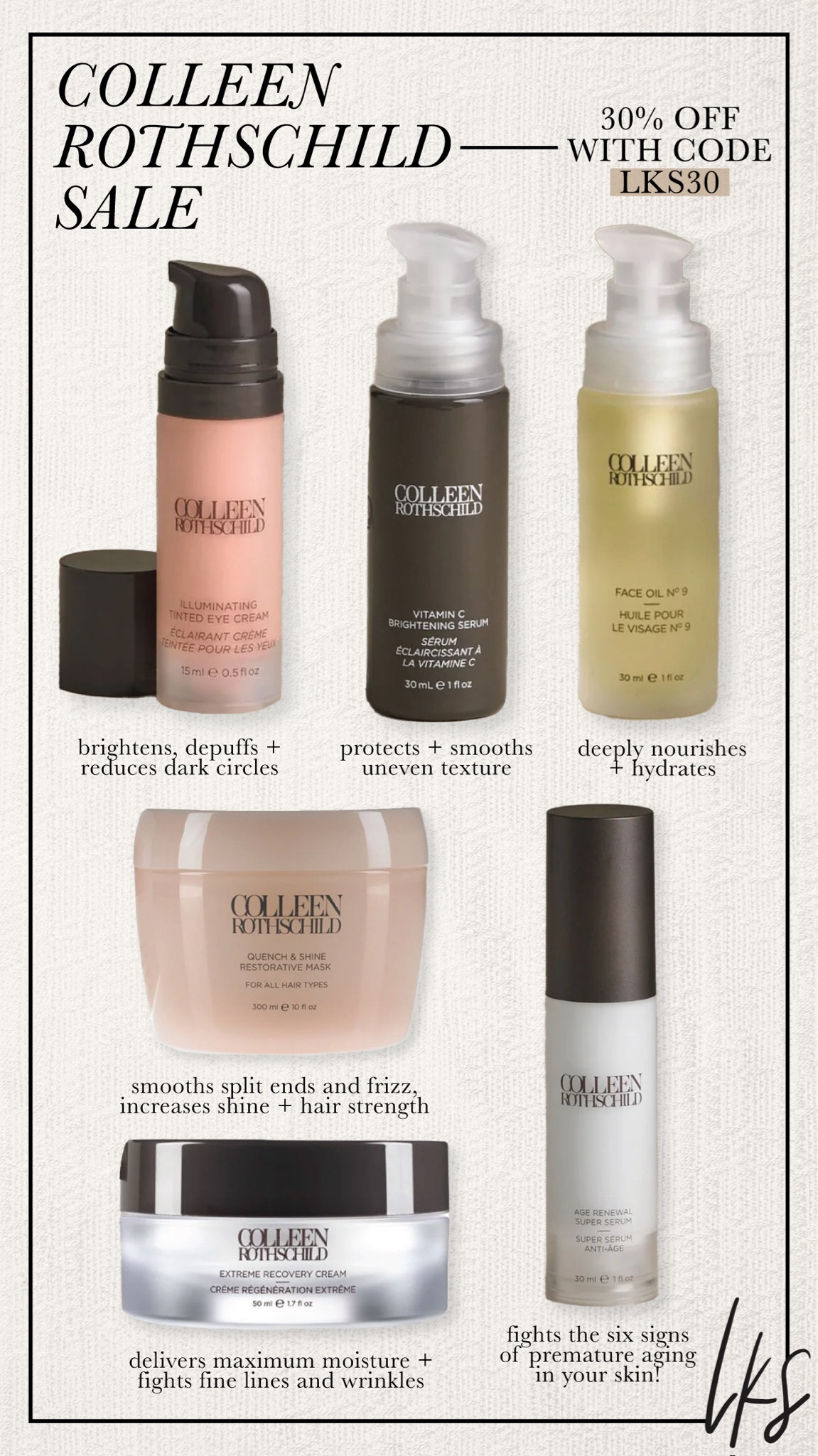 my @colleenrothschild faves are 30% off with code LKS30 😍 #CRpartner

#LTKSaleAlert #LTKBeauty