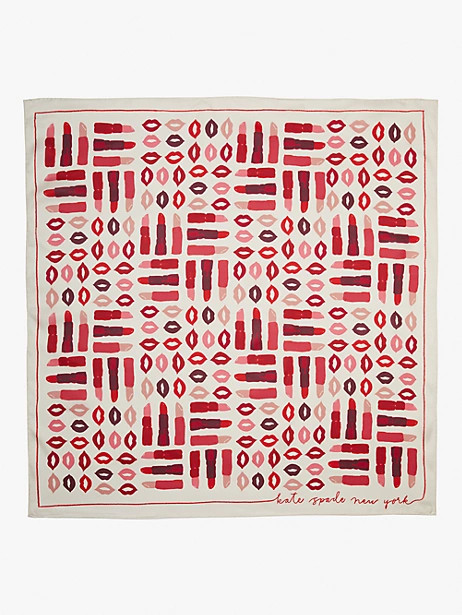 Kate Spade Lipstick Party Silk Square Scarf, French Cream | Kate Spade (US)