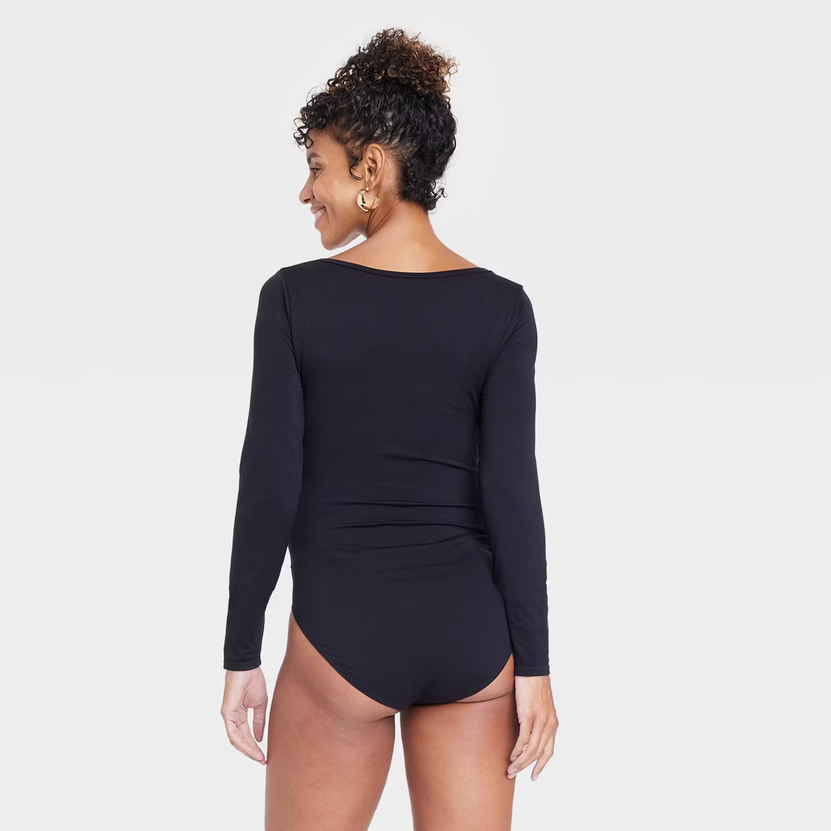Long Sleeve Square Neck Maternity Bodysuit - Isabel Maternity by Ingrid & Isabel™ Black M | Target