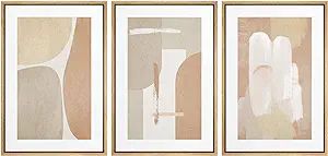 Framed Wall Art Print Set Brown Tan Geometric Polygon Variety Abstract Shapes Illustrations Moder... | Amazon (US)