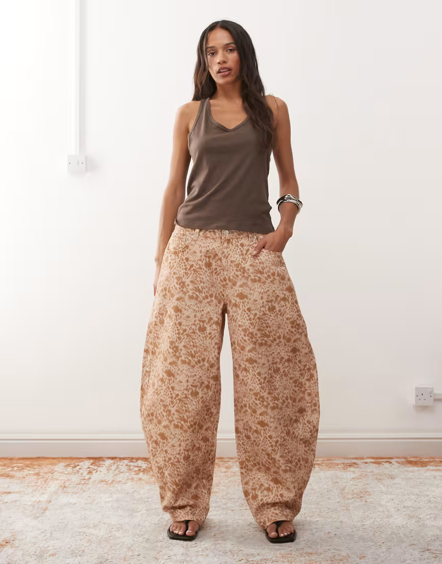 Reclaimed Vintage barrel leg jeans in leopard print-Multi | ASOS (Global)