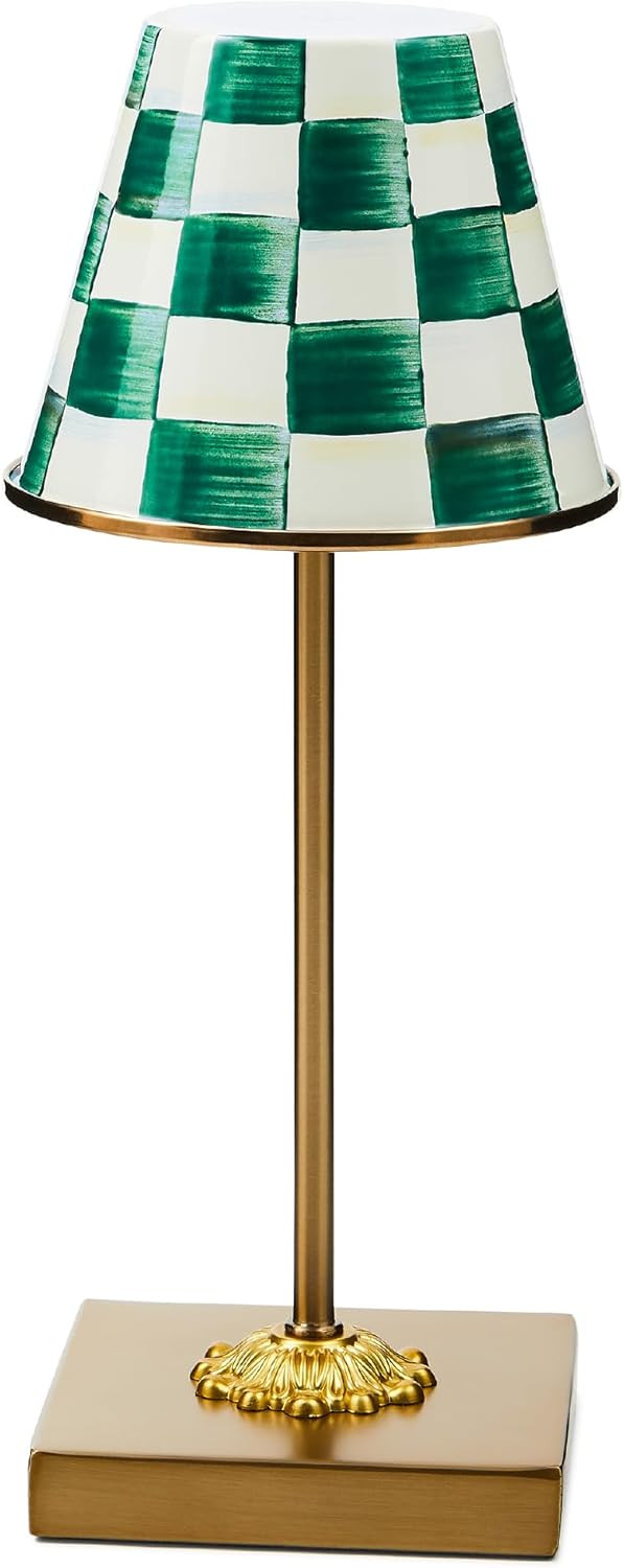 MACKENZIE-CHILDS LED Rechargeable Cafe Table Lamp, Cordless Decorative Lamp, Green-and-White Emer... | Amazon (US)