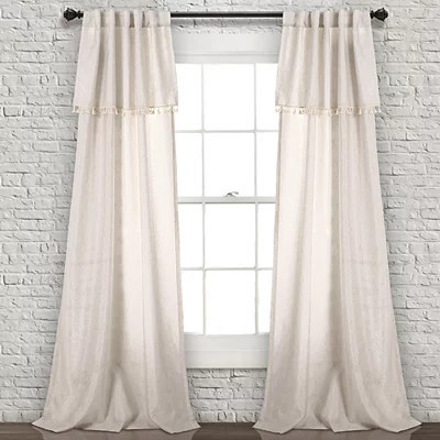 Neutral Tassel Curtain Panel Set, 84 in., Tan/Ivory, , Polyester | Kirkland's Home | Kirklands