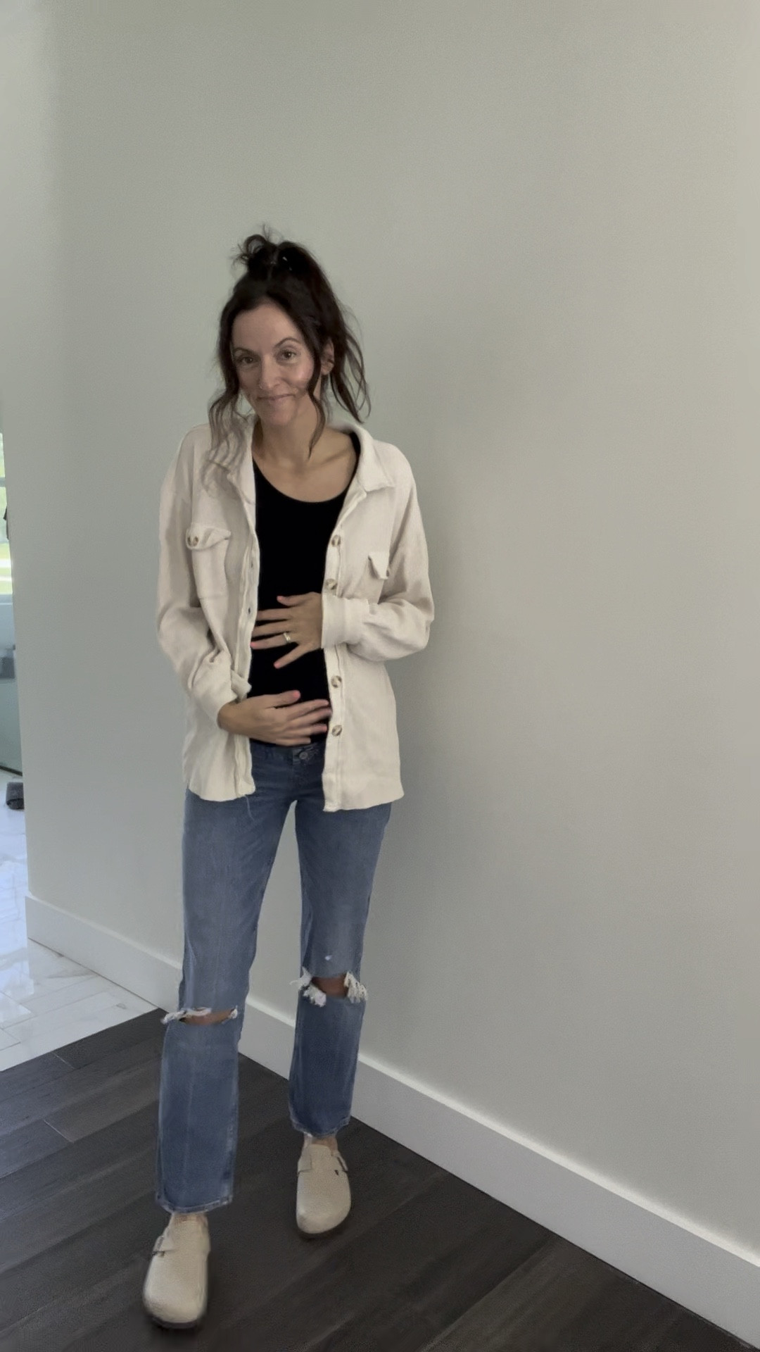 Distressed maternity jeans on sale 🎉 bump friendly jeans for pregnancy #LTKsale 

#LTKSale #LTKbump