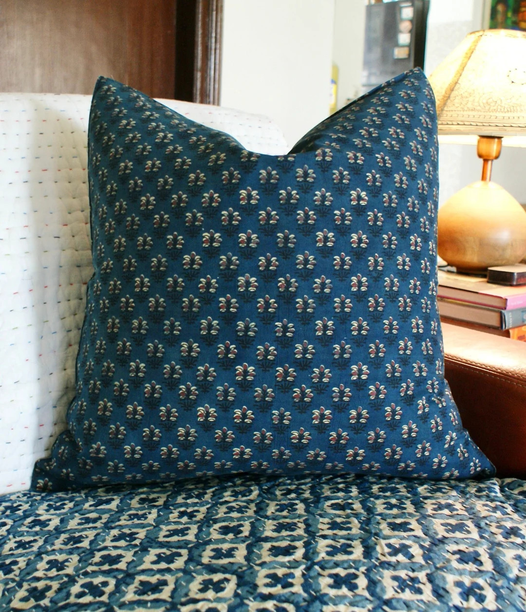 14x36  22x22  20x20 Blue Floral Hand Block Print Pillow  - Etsy | Etsy (US)