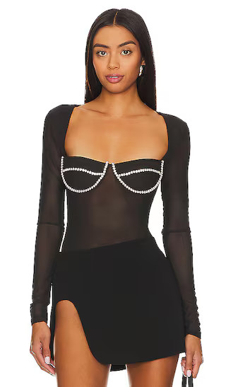 Carter Diamante Bodysuit in Black | Revolve Clothing (Global)