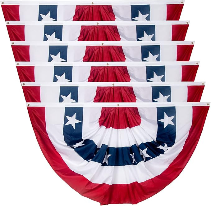 3x6 Ft USA Pleated Fan Flag, American US Flag Bunting for Outside, Patriotic Half Fan Banner Flag... | Amazon (US)