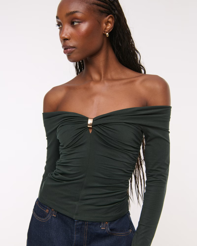 Women's Off-The-Shoulder Hardware Top | Women's Tops | Abercrombie.com | Abercrombie & Fitch (US)