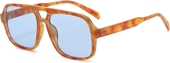 Breaksun Retro Aviator Sunglasses for Women Men Trendy Classic 70s Square Green Aviator Sun Glass... | Amazon (US)