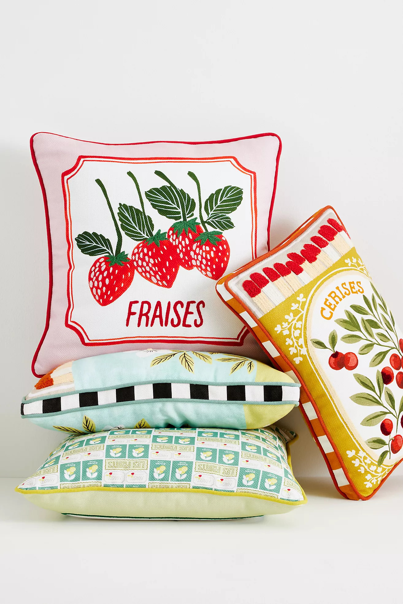 Les Fruits Cotton Embroidered  Pillow | Anthropologie (US)