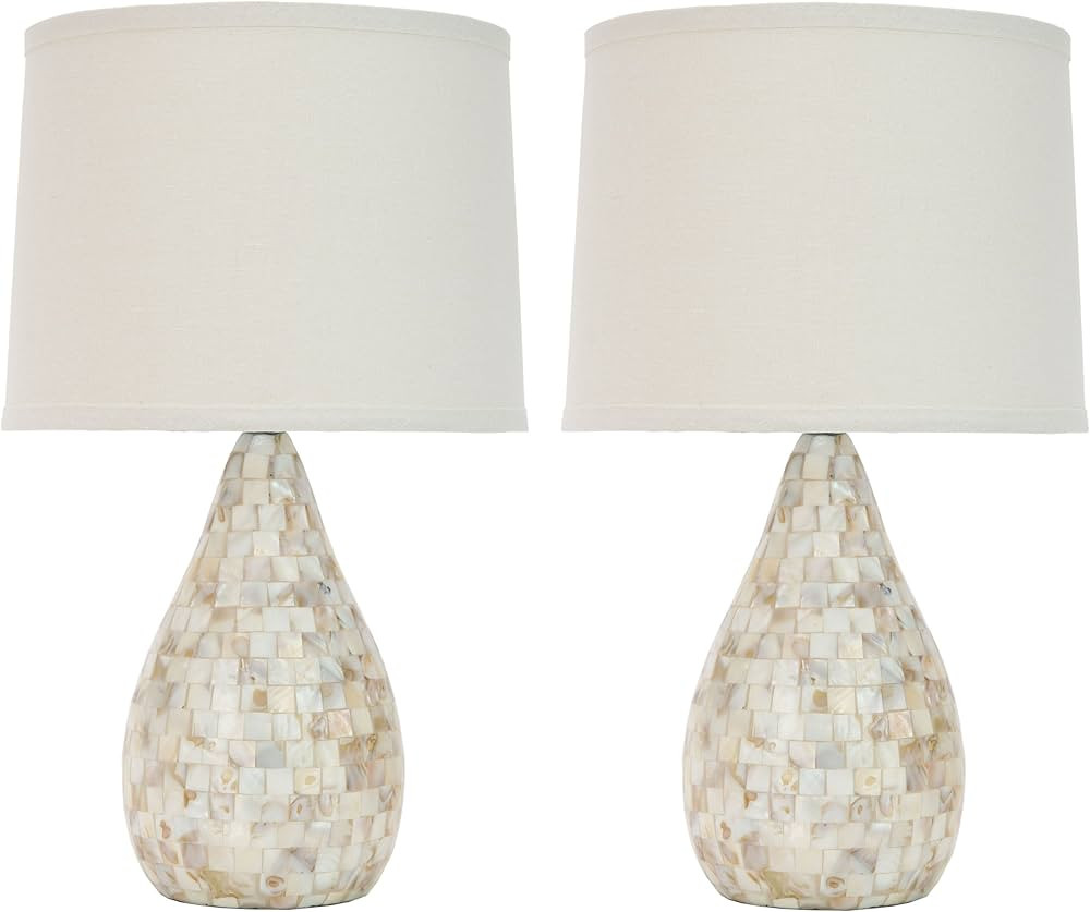 SAFAVIEH Lighting Collection Lauralie Nautical Cream Capiz Shell 21-inch Bedroom Living Room Home... | Amazon (US)
