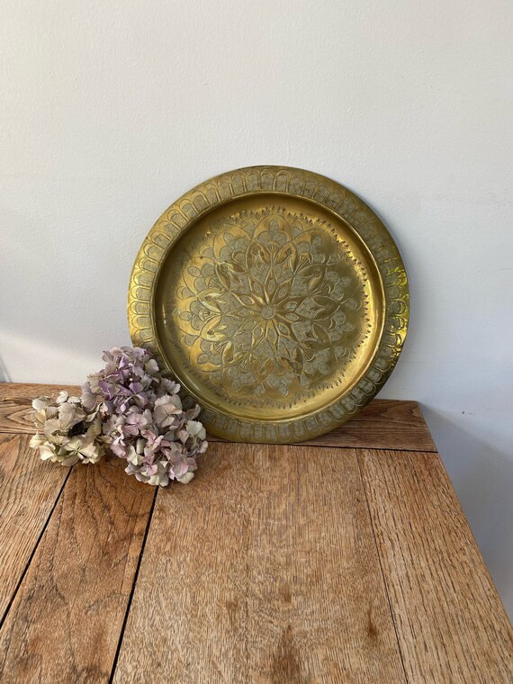 Vintage Etched Brass Tray / Wall Hanging | Etsy UK | Etsy (UK)