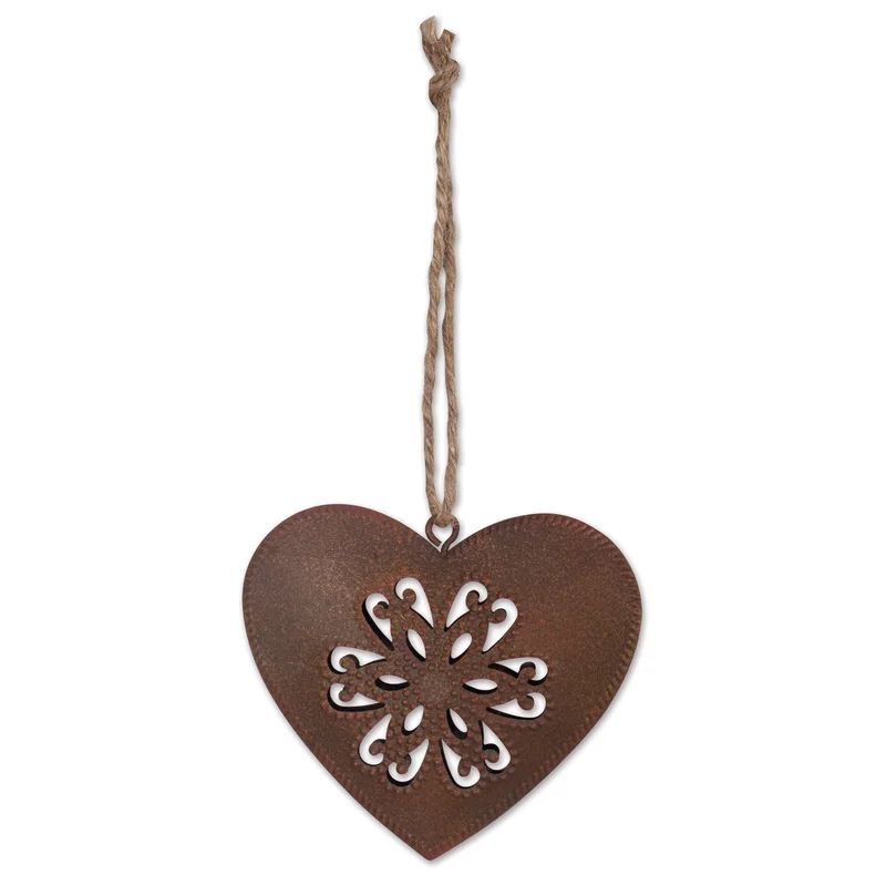 4 Piece Rusty Pressed Heart Holiday Shaped Ornament Set | Wayfair Professional