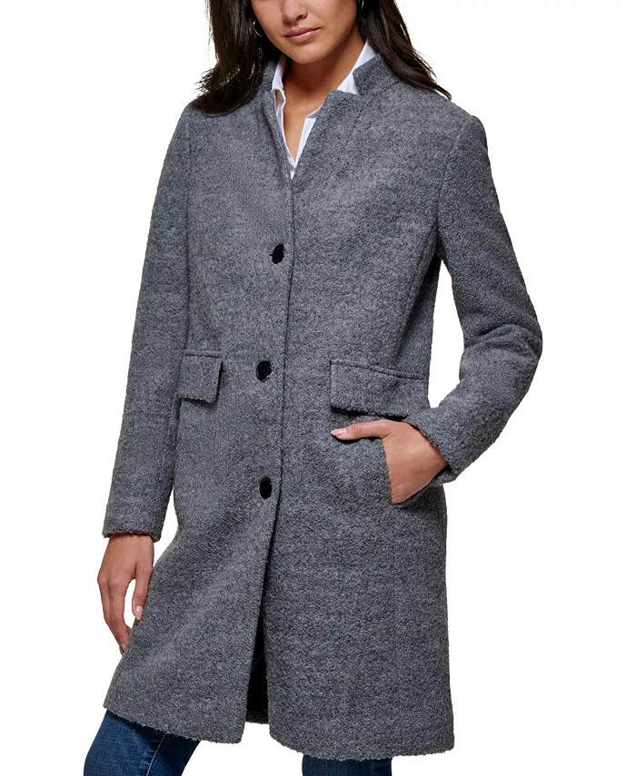 DKNY Women's Single-Breasted Boucle Walker Coat, Created for Macy's & Reviews - Coats & Jackets -... | Macys (US)