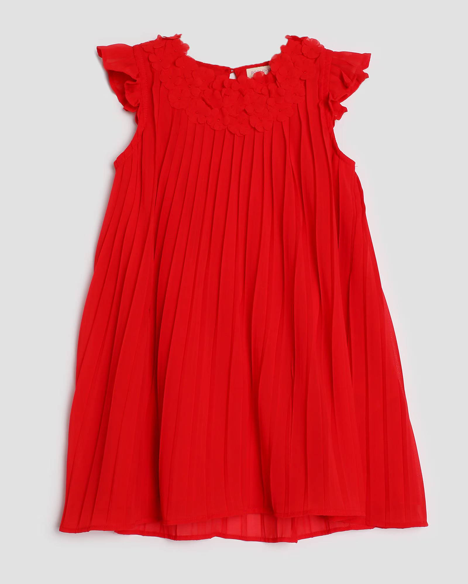 Vestido infantil plissado com flores 4-10A vermelho | Pool by Riachuelo | Riachuelo (BR)