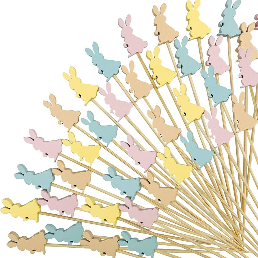 200Pcs Easter Bunny Cocktail Picks,Rabbit Shape Fruit Toothpick,Party Toothpicks for Appetizers C... | Amazon (US)