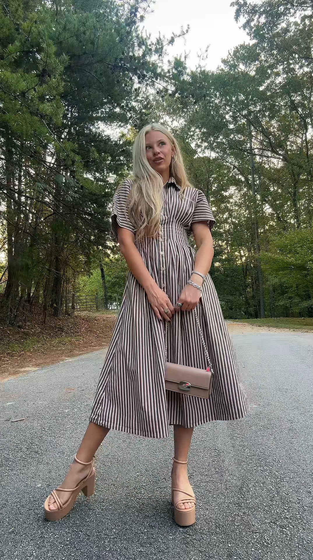 The perfect fall transition dress!🍂🍁 #fall #dress #anthropologie #falltime #mididress #stripes #falldress #girly #modest #anthro 

#LTKWorkwear #LTKSeasonal #LTKFindsUnder100